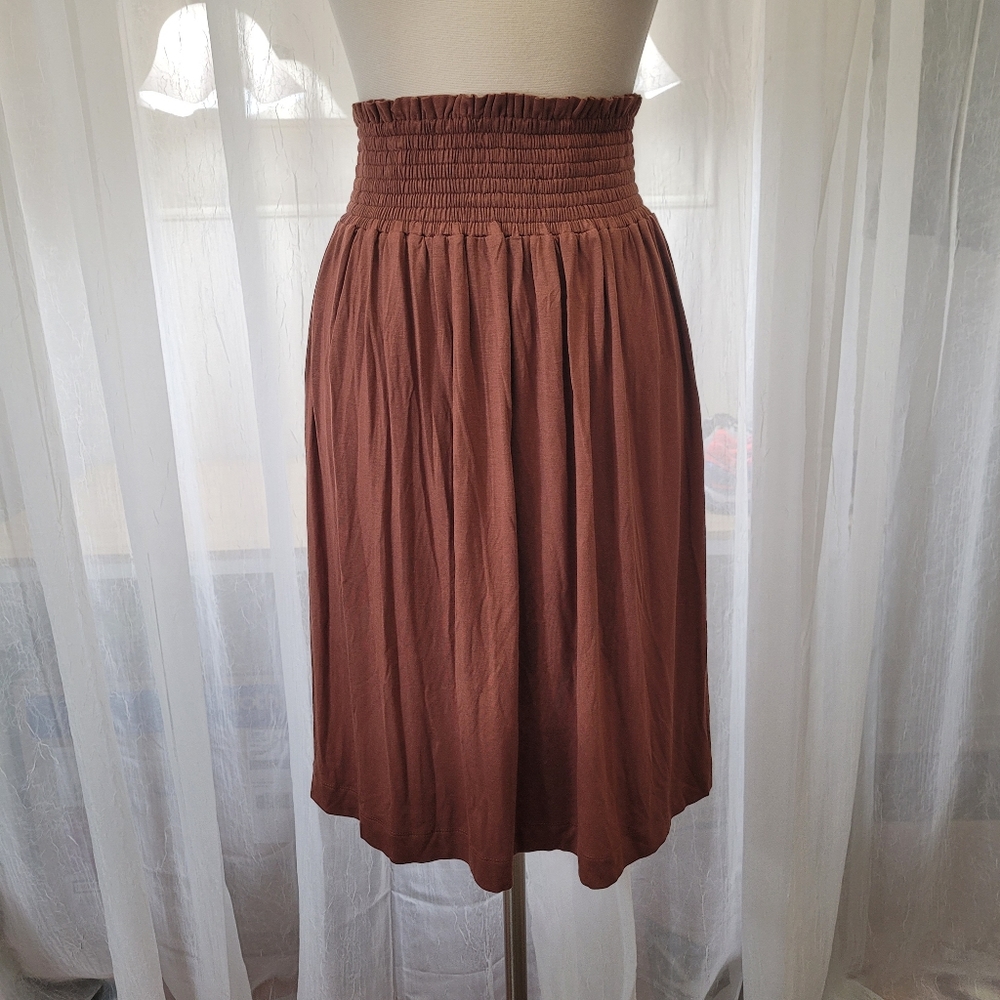 Kate Quinn Smocked Waist Skirt Bamboo Spandex blend New Size XL